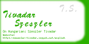 tivadar szeszler business card